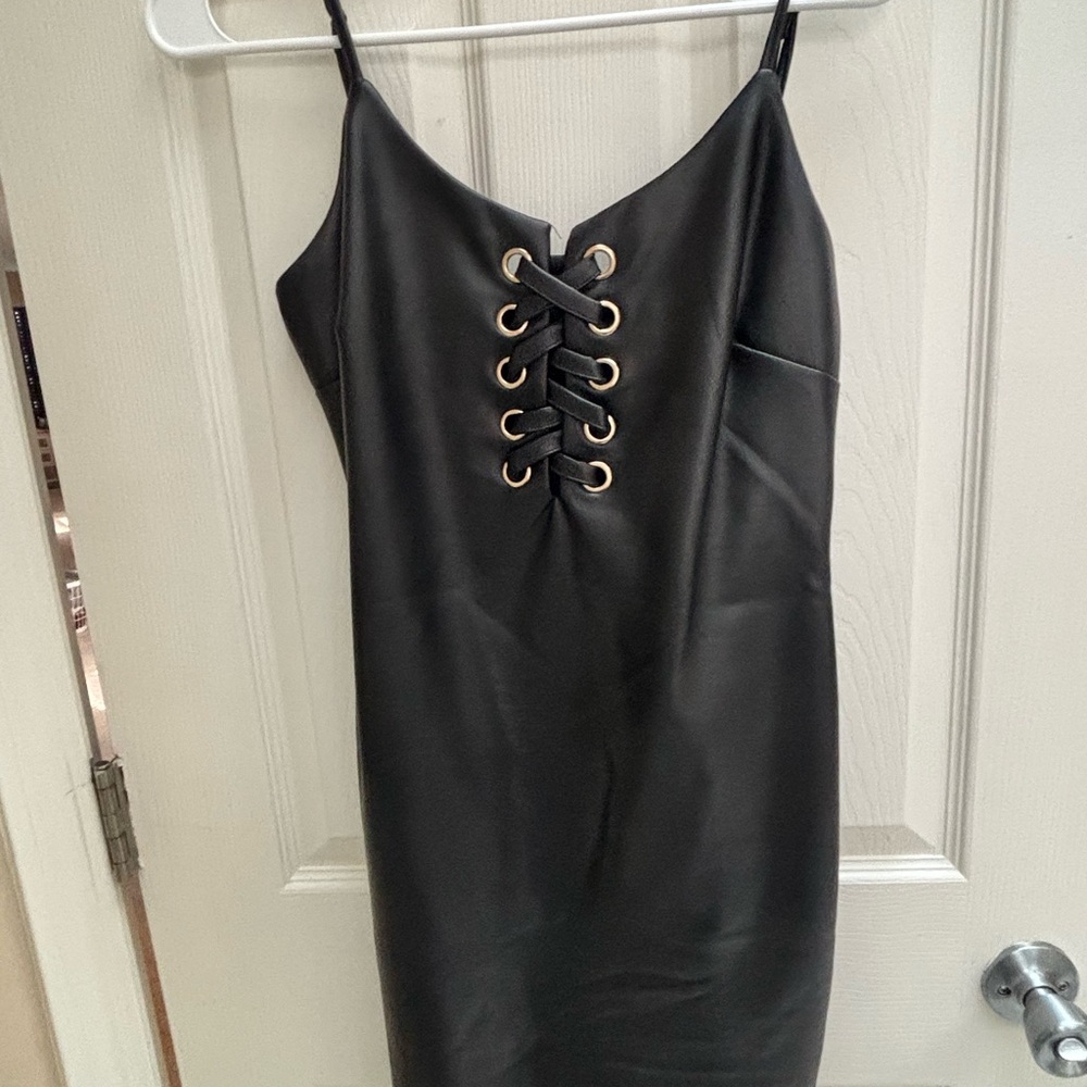 Elegant Black Lace-Up Dress